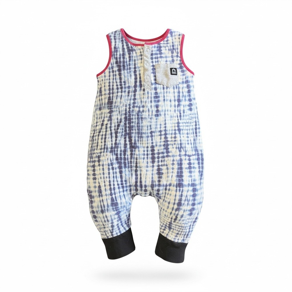 RAGS to Raches Toddler Sleeveless Romper Blue Tie Dye Henley  One‎ Piece Size 2T